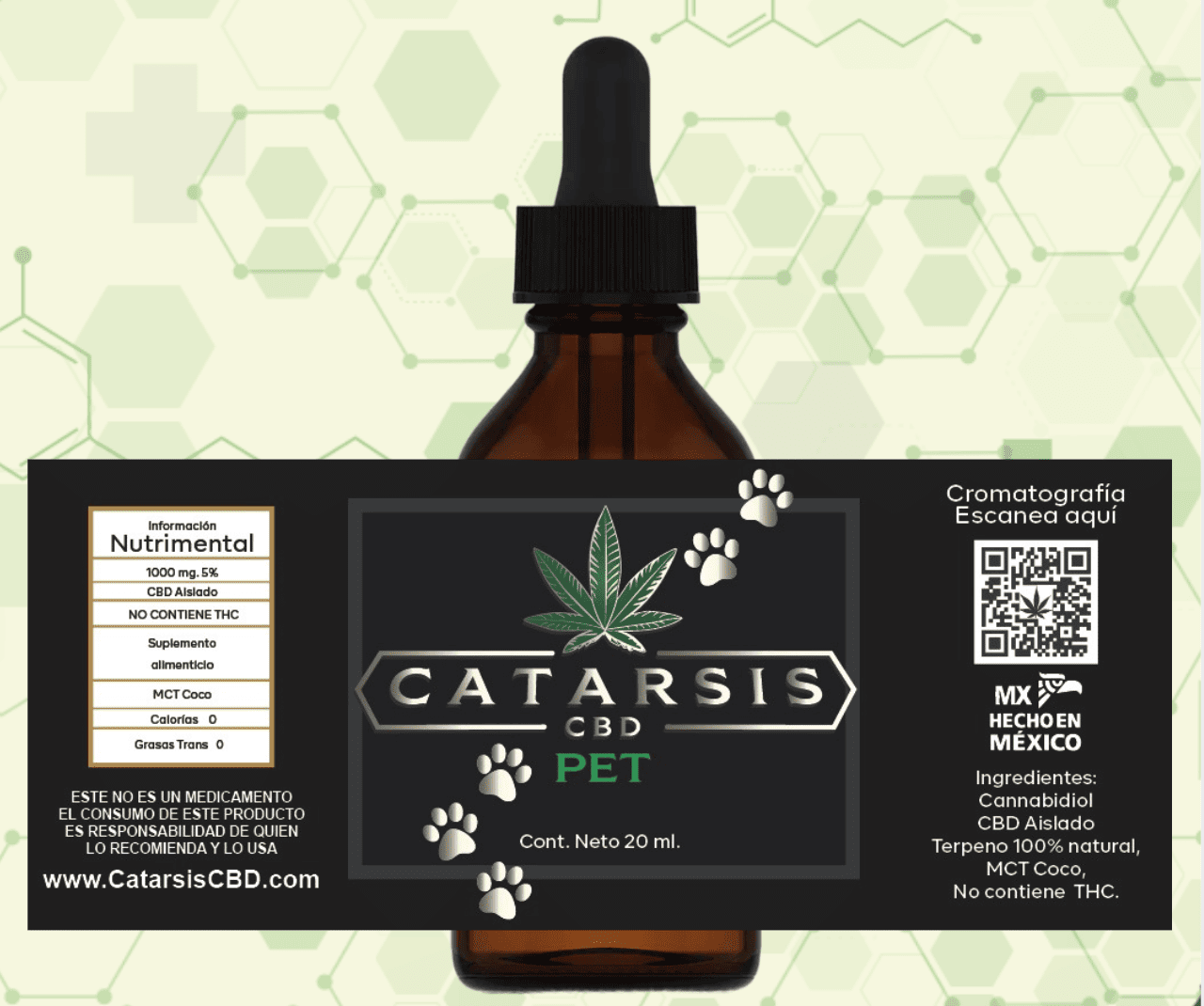 Aceite Catarsis CBD Pet de 1000 mg para mascotas